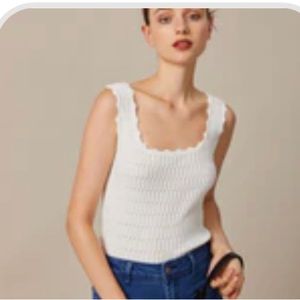 NEW Rihoas ivory knit short length tank with tags, size large